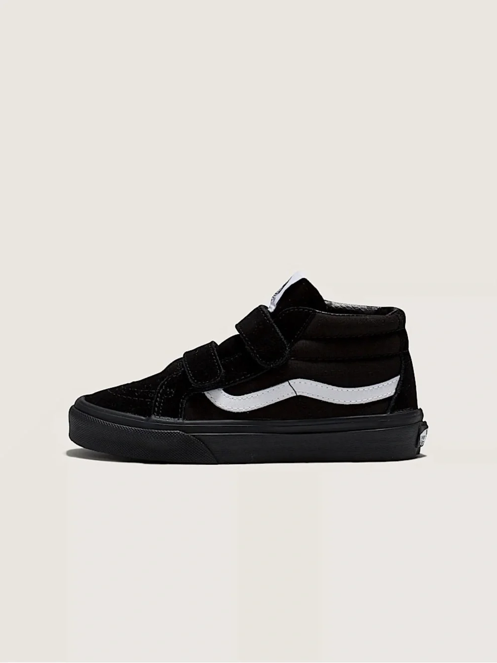 Vans Little Kids Sk8-Mid V Shoe Black Velcro Sneakers! Side 2.5.